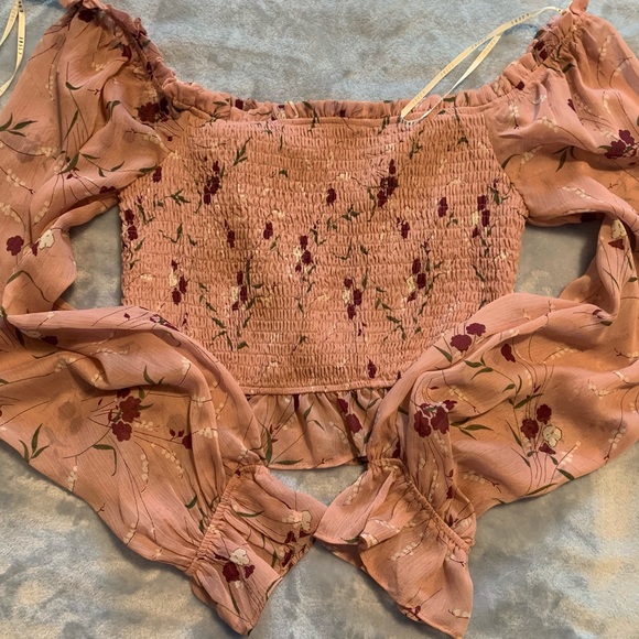 Floral Off The Shoulder Crop Shirt - Picture 1 of 6